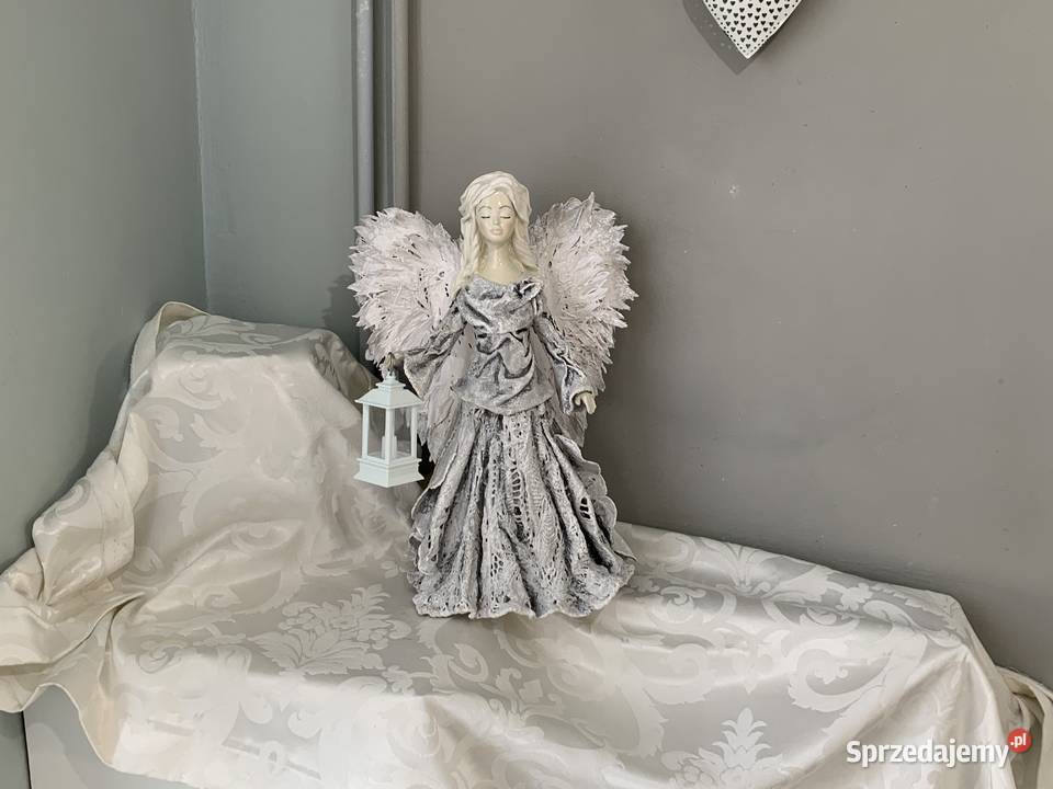 Anioł z latarenką szary Figurki i rzeźby Częstochowa