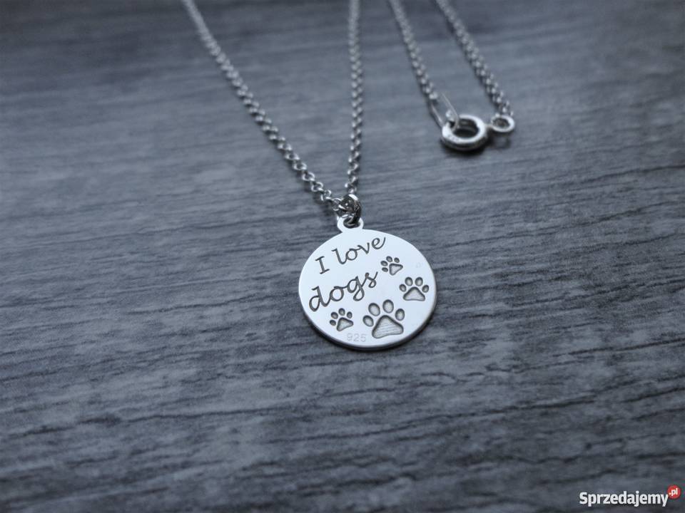Srebrny naszyjnik I LOVE DOGS Srebro 925 srebrne Poznań