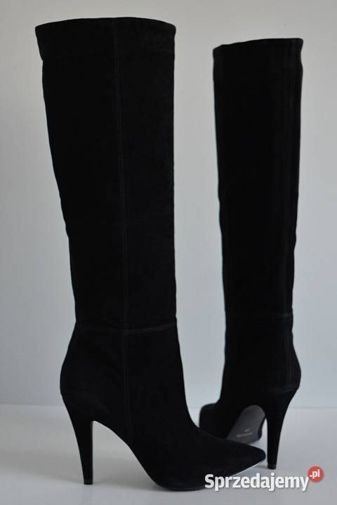 Zamszowe kozaki Minelli Vannia lekkie szpilki na skóra Białystok