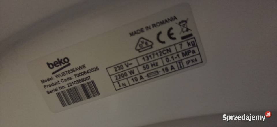 Pralka Beko 7 WUE7636AWE 85cm podkarpackie Rzeszów