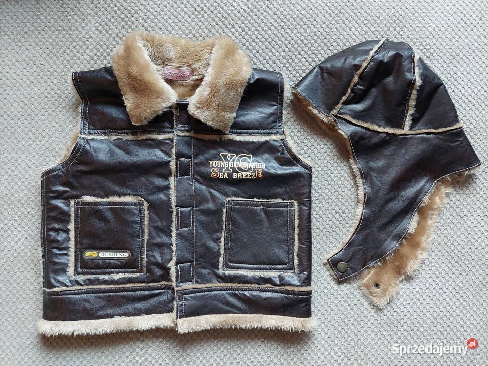 stylowy komplet kamizelka i czapka pilota retro Komplety i zestawy Kraków