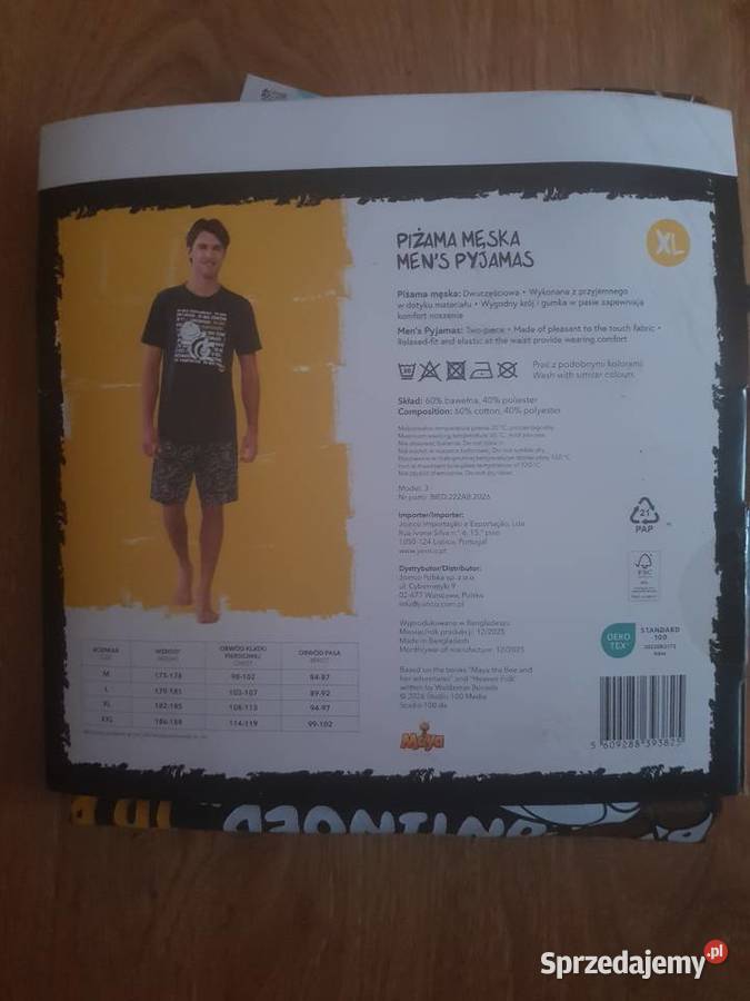 Piżama męska rozmiar XL Pszczółka Maja Warszawa