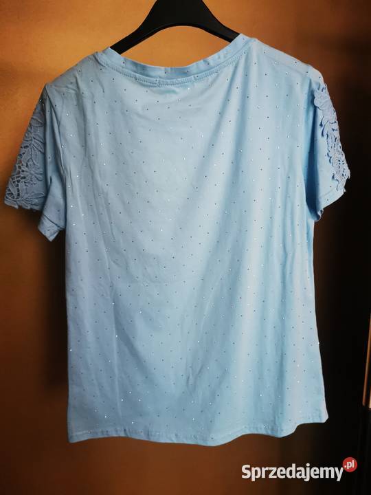 Tshirt bluzka koszulka z cekinami miś bawełna biały Złotów sprzedam