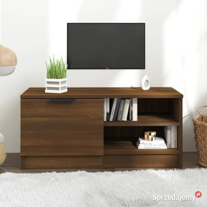 Szafka pod telewizor brązowy dąb 80x35x365
