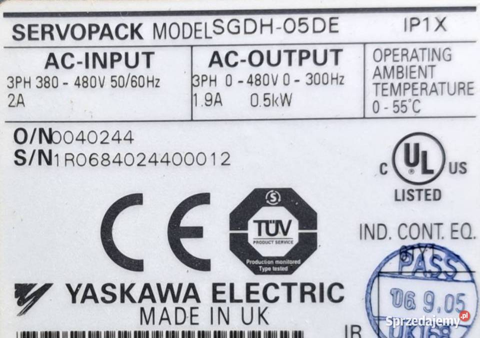 Servopak YASKAWA SGDH05DE MODOL