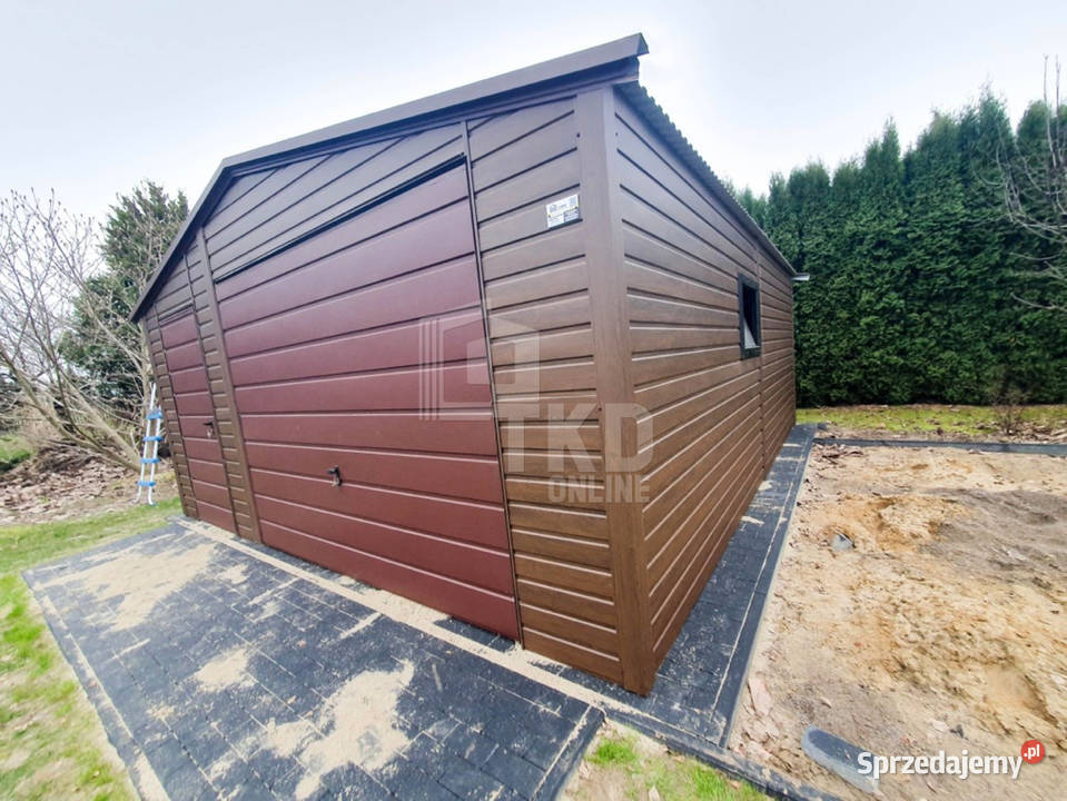 Garaż Blaszany 55x6 Brama uchylna drewnopodobny Łódź