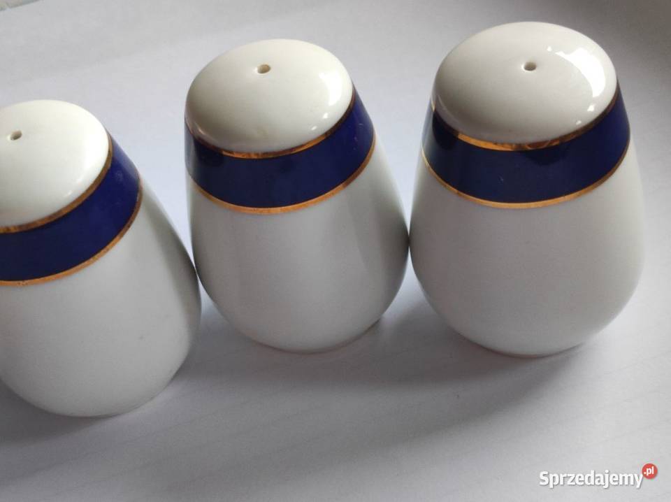 porcelanowa solniczka pieprzniczka złocona Kielce
