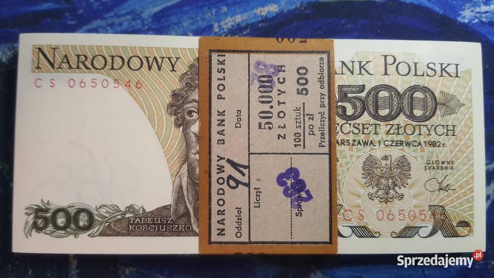 PACZKA 100 x 500 złotych 1982 s CS UNC Warszawa