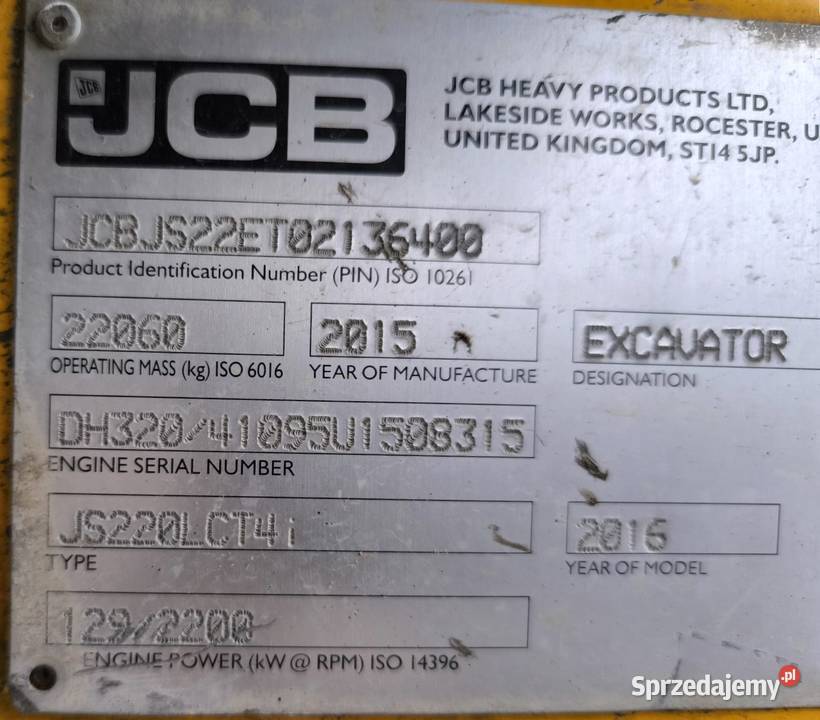 Koparka gąsienicowa JCB JS220 LC