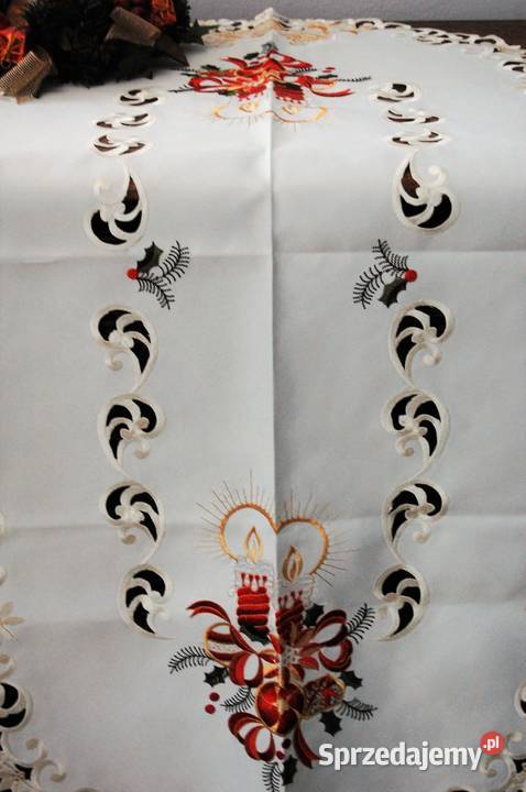 Bieżnik obrus świąteczny haftowany poliester 121 wielokolorowy lubelskie sprzedam