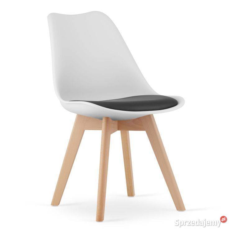 Zestaw komplet krzeseł biało czarne drewniane