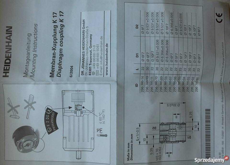 Sprzęgiełko Heidenhain K17 ID 29674601 kupplung Zabrze