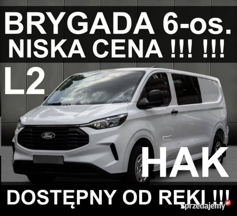 Ford Transit Custom L2 136 6osob Brygadowy Hak Szczecinek