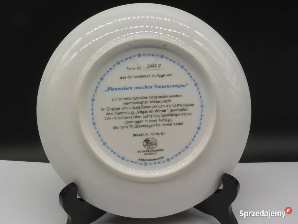 Talerz HUTSCHENREUTHER SIKORKI kolekcja Ptaki Porcelana i szkło Raszków