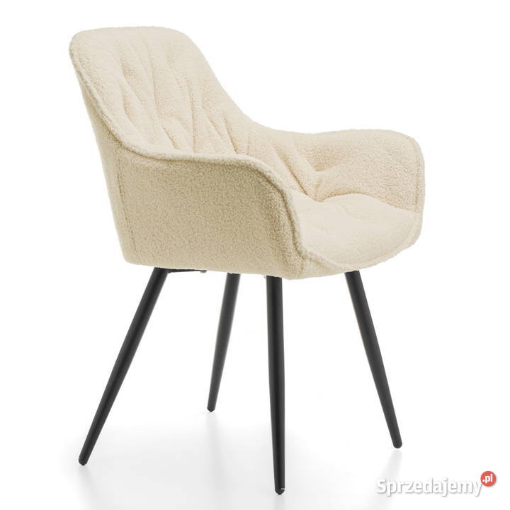 Krzesło Tapicerowane Siena Jasnobeżowe Boucle Krzesła Tarchały Małe