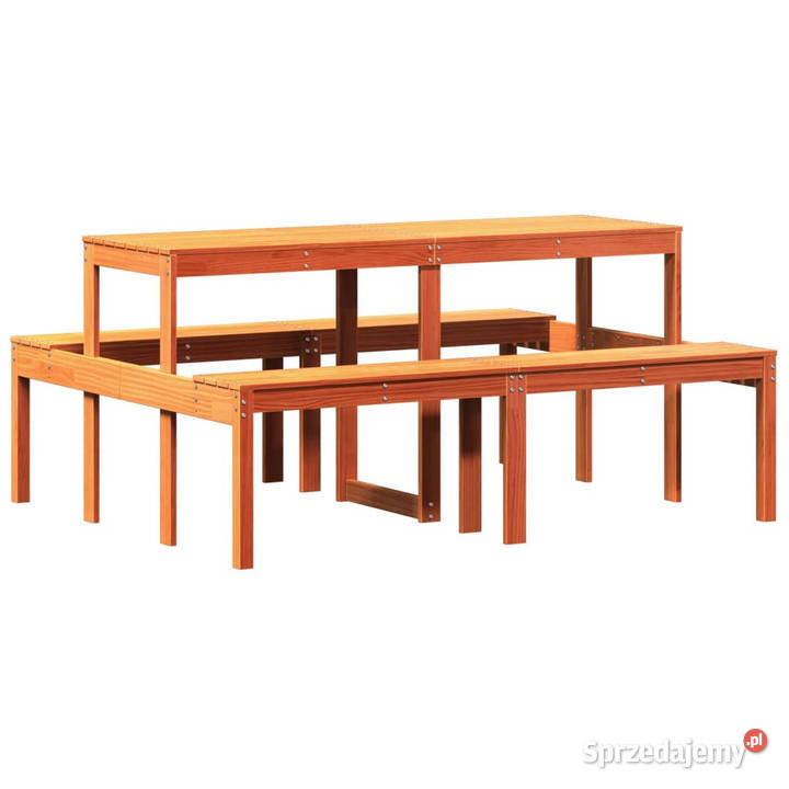 Stół piknikowy woskowy brąz 160x134x75 drewno Warszawa