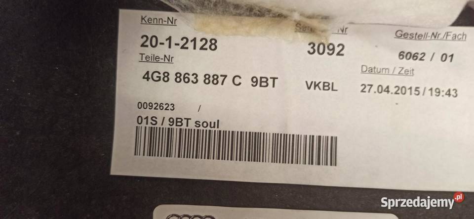 AUDI A7 4G BOCZEK BAGAŻNIKA LEWY 4G8863887C dolnośląskie