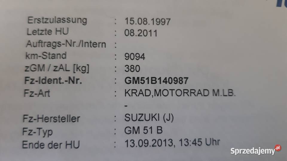 Suzuki GS 500 rama 1997 dokumenty Warszawa
