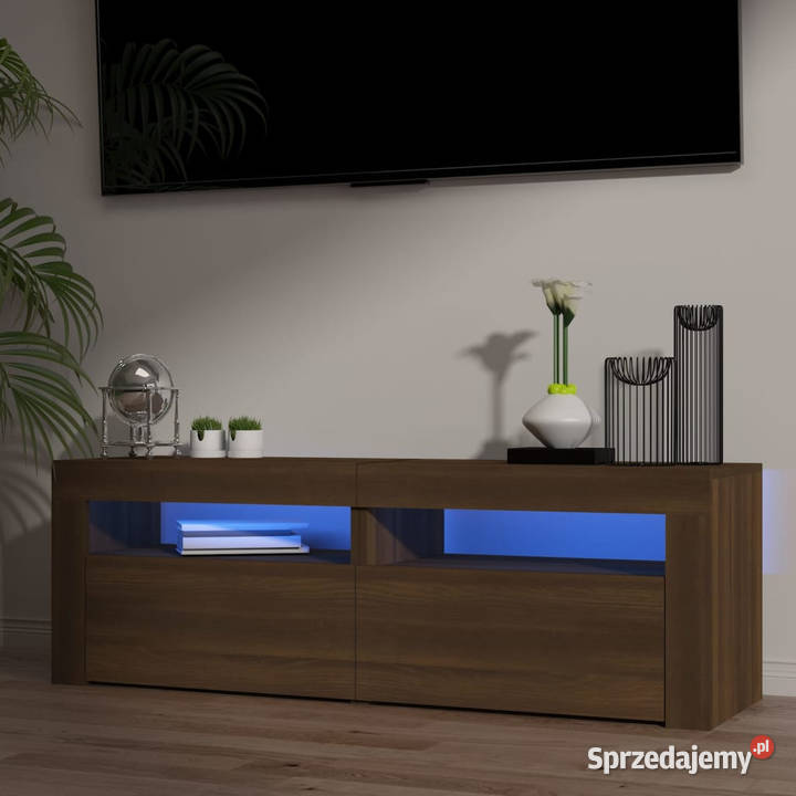 Szafka pod TV z oświetleniem LED brązowy dąb Warszawa