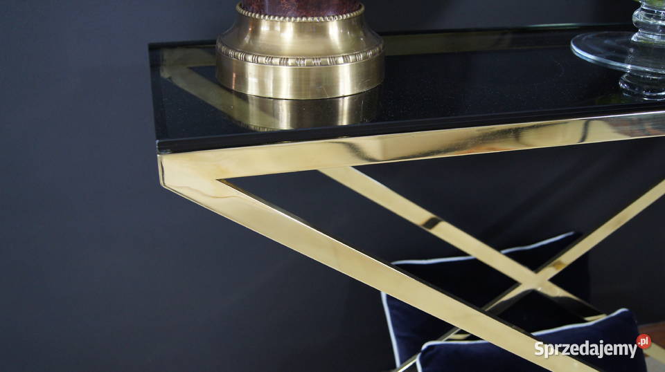 Złota konsola Olivson AIR GOLD 110x35 wys 80 na 80cm Meble Piaseczno