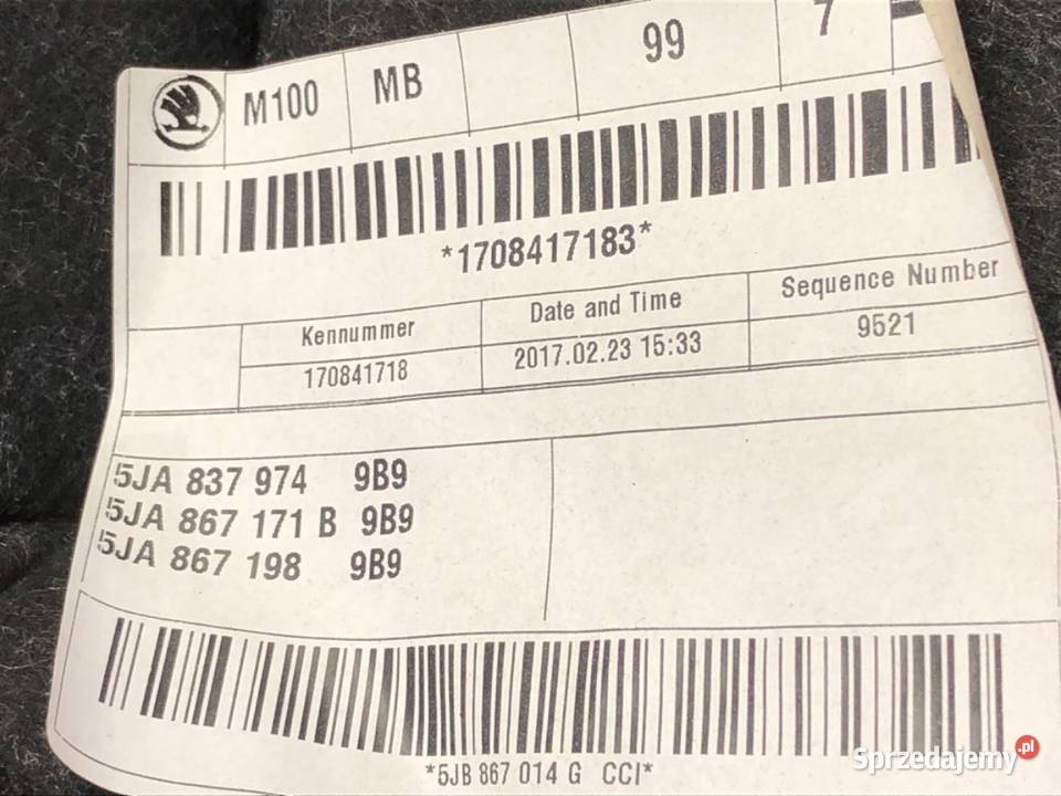 BOCZEK DRZWI PRAWY PRZÓD SKODA RAPID podkarpackie