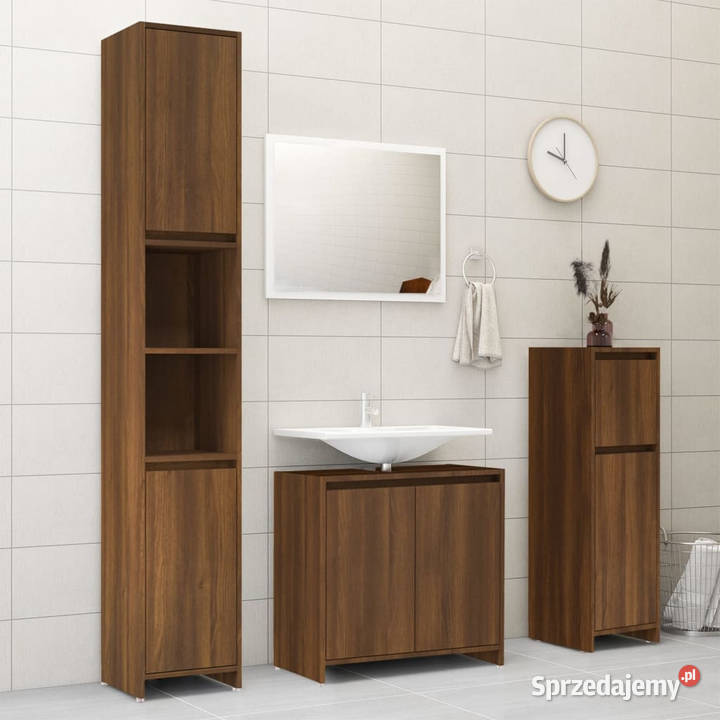 Szafka łazienkowa brązowy dąb 30x30x95 WM815554 Pozostałe