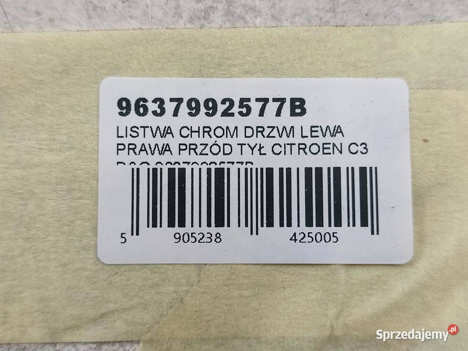 LISTWY CHROM DRZWI L P PRZÓDTYŁ CITROEN C3 I DG