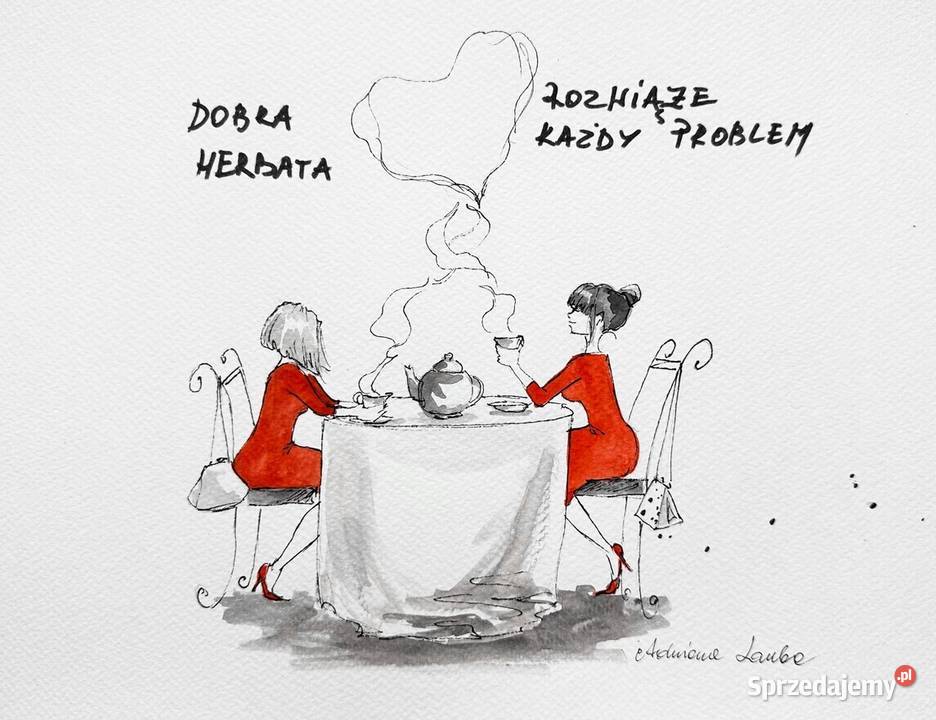 herbatce praca akwarelami piórkiem artystki śląskie Katowice sprzedam