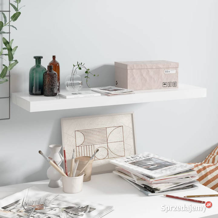 Półka ścienna wysoki połysk biała 80x235x38 MDF Warszawa