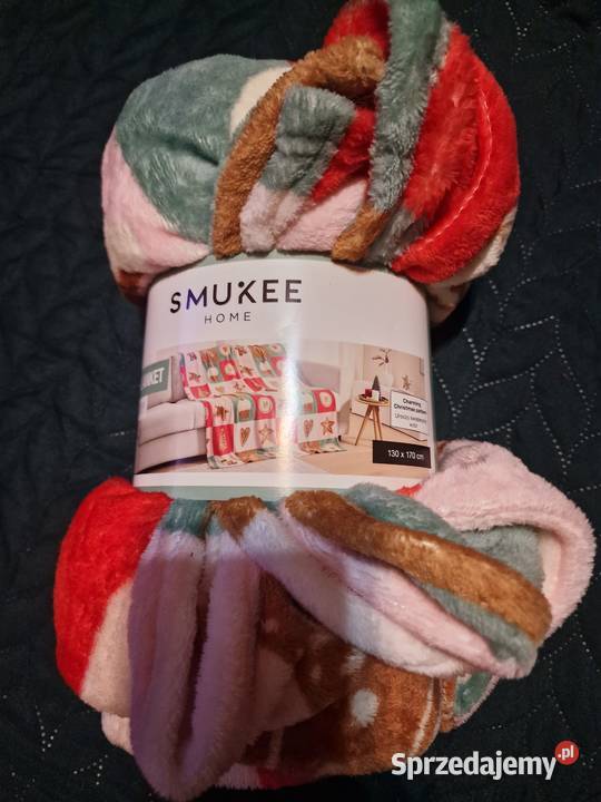 NOWY Koc świąteczny flanela kolorowy pierniki wielokolorowy Wrocław