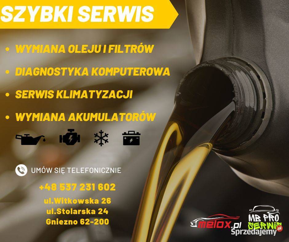 WYMIANA OLEJOWA SZYBKI SERWIS MELOX wielkopolskie Gniezno