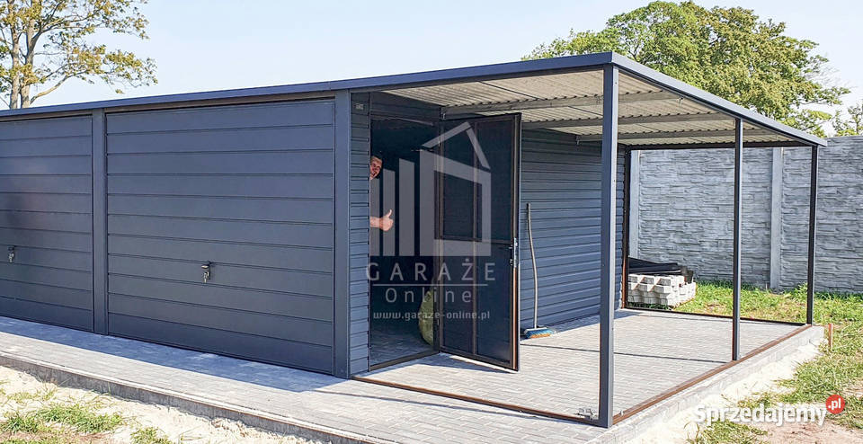 GARAŻ BLASZANY 6m x 5m poziom spad tył 2x Brama 30m2 Rzeszów