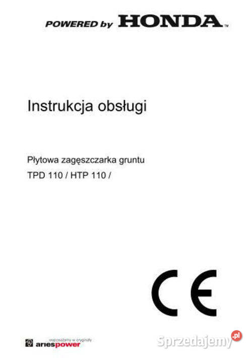 HONDA zagęszczarka TPD 110 HTP 110 INSTRUKCJA