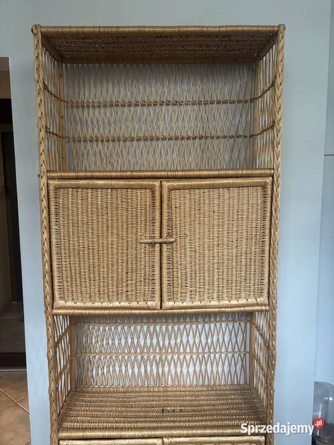 Boho Regał wiklinowy szafka z półkami