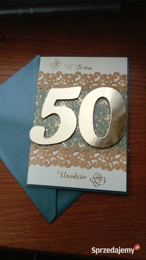 Kartka na 50 Urodziny wykonana ręcznie Rękodzieło Sosnowiec