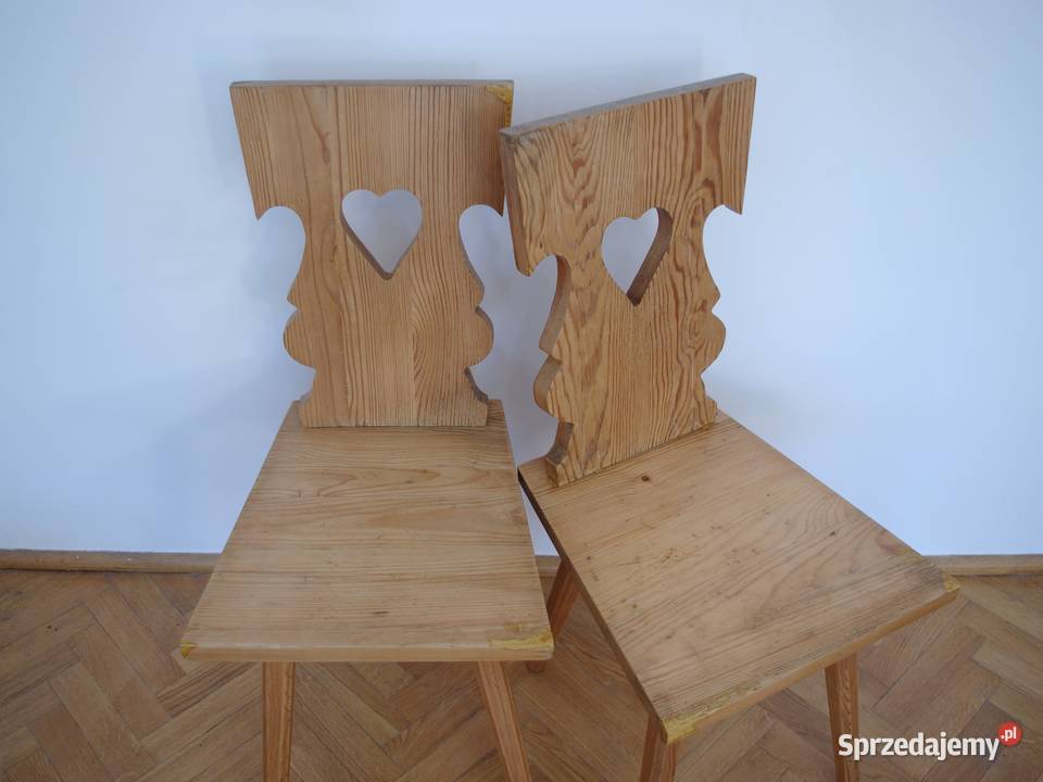 Krzesła drewniane Cepelia ludowe regionalne