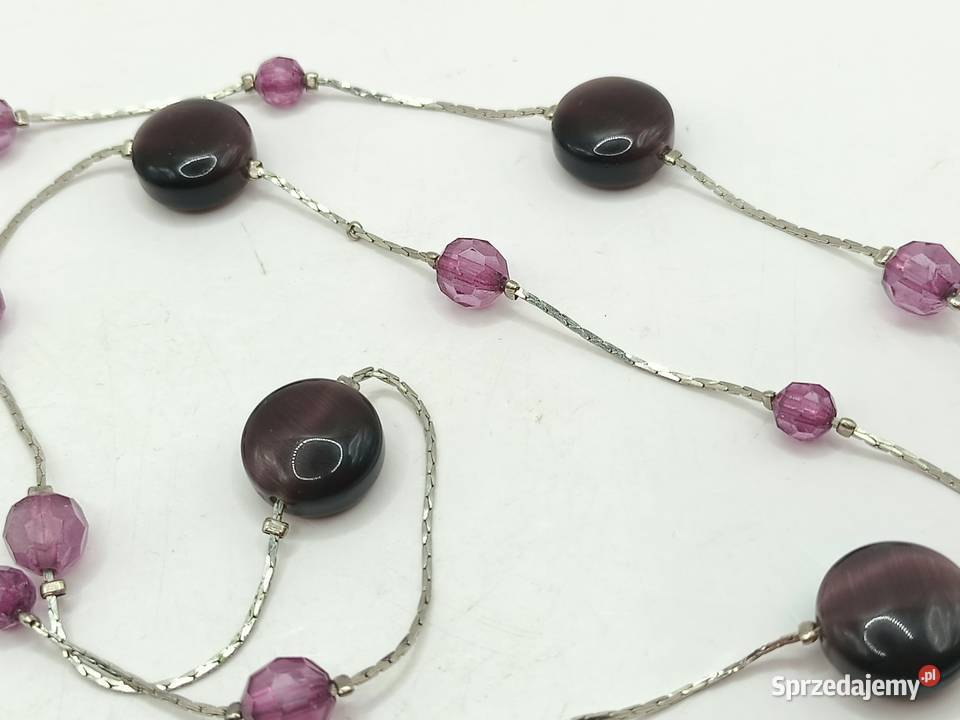 Naszyjnik korale w kolorach fioletowo wrzosowym