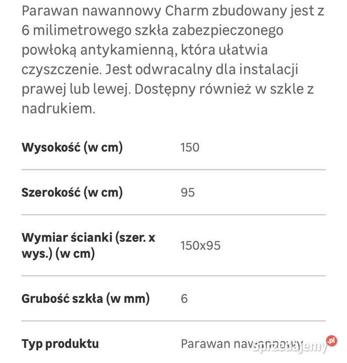 Szyba obrotowa dwustronnie CHARM 150 95 965 Wykończenie Poznań