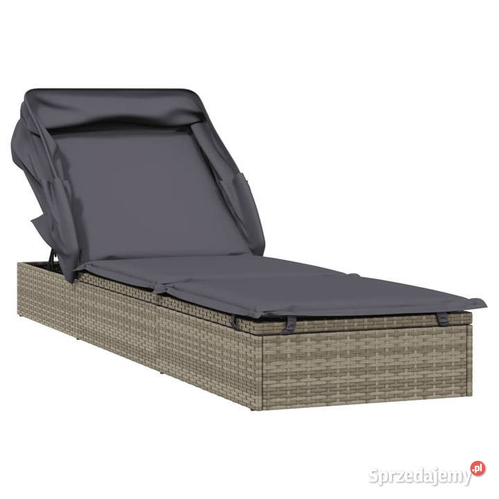 Leżak ze składanym dachem szary 213x63x97