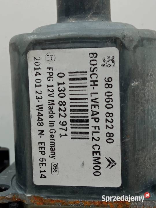MECHANIZM SZYBY LEWY TYŁ 9806082280 Peugeot 2008 Rok produkcji 2014 Mechanizmy opuszczania szyb