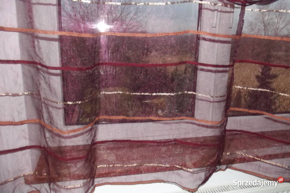 Firana lambrekin drapowany bordowy kolor karnisz śląskie