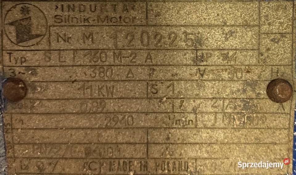 silnik elektryczny 11kW 2940obr 3fazowy INDUKTA kujawsko-pomorskie Pigża
