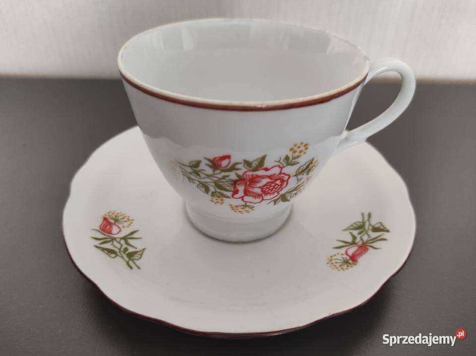 Filiżanka spodek stara porcelana Ćmielów 220 ml podlaskie Warpechy Stare