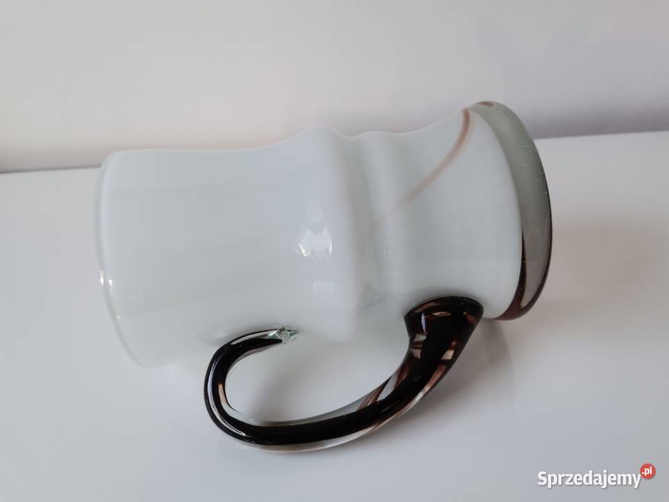 Stary duży kufel szkło design PRL Katowice