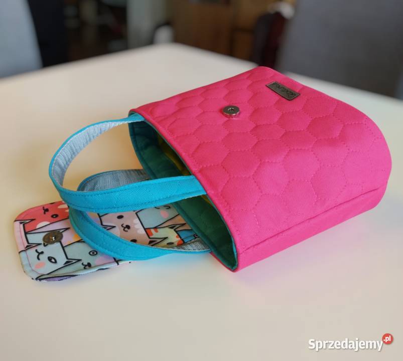 Różowa Torebka Koszyk w KOTKI handmade WYSYŁKA różowy Torby i torebki małopolskie Kraków