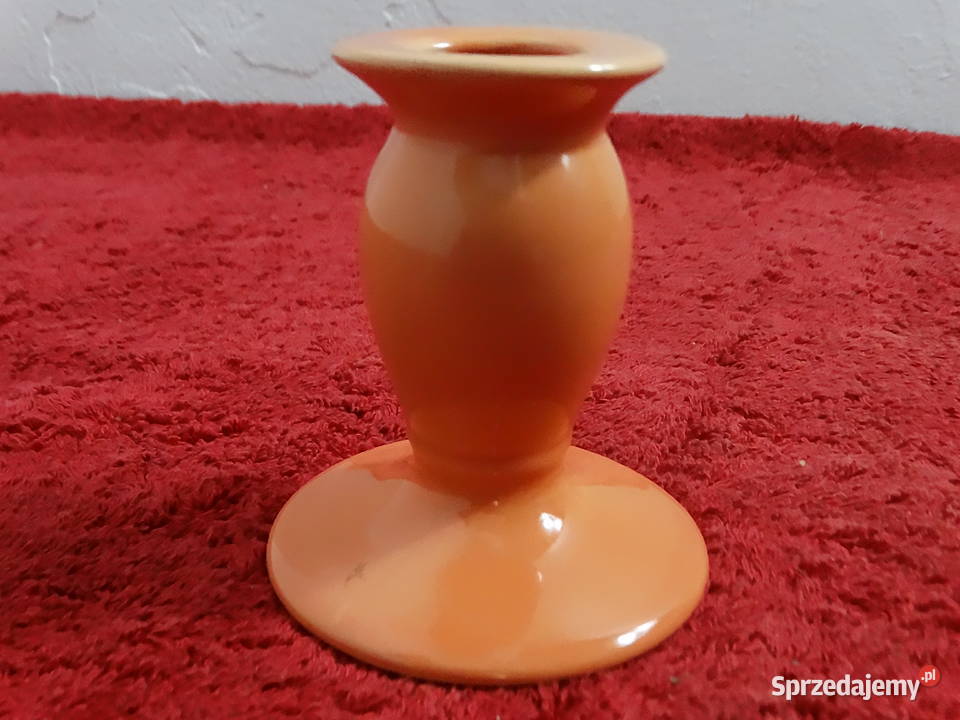 Stylowy ceramiczny świecznik soczysty pomarańcz Biłgoraj