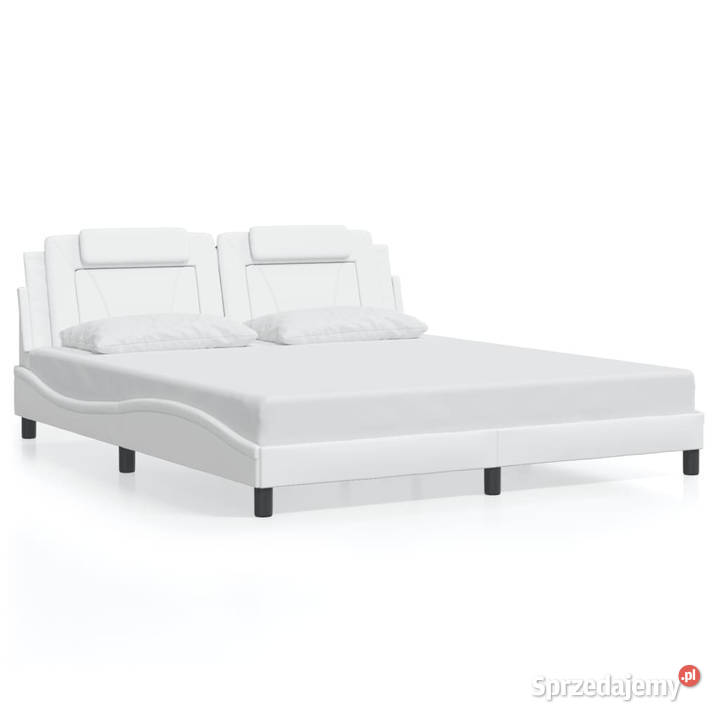 Rama łóżka z LED biała sztuczna skóra 180x200 Warszawa