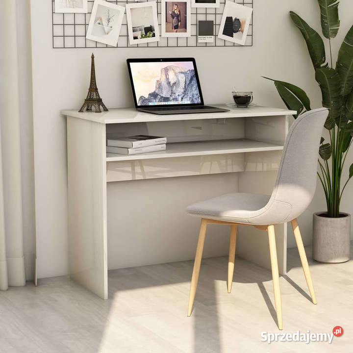 Biurko białe z połyskiem 90x50x74 materiał mazowieckie