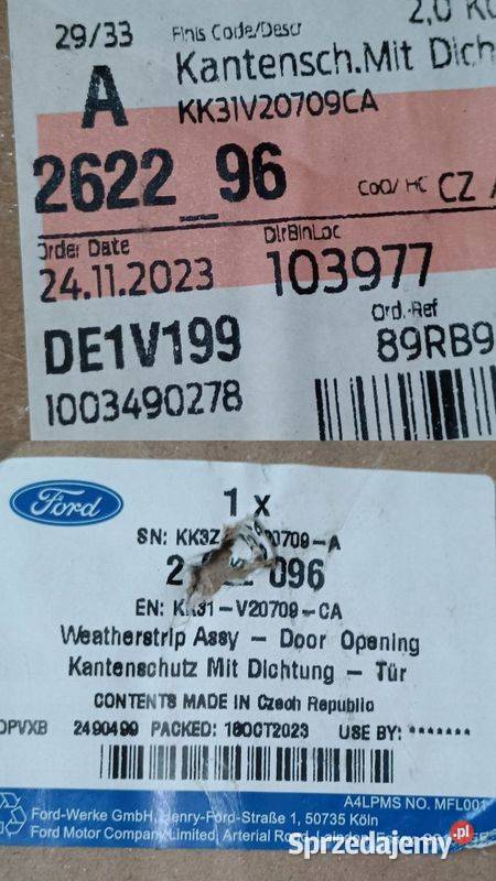 FORD TRANSIT MK8 21 USZCZELKA DRZWI LEWY PRZÓD Pleszew