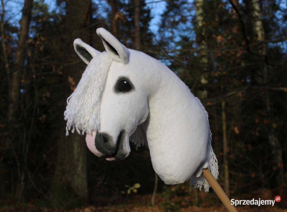 Hobby horse siwy biały konik na patyku zabawka Lublin